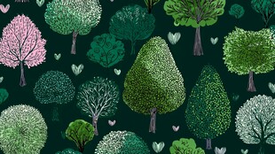 梦幻绿植图案 清新园林风