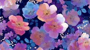梦幻多彩花卉图案背景