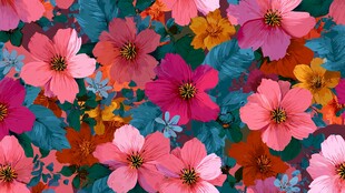 缤纷花卉图案 色彩绚丽