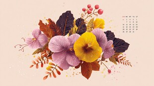 秋日花卉插画艺术作品