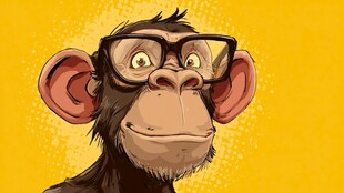 戴眼镜的俏皮猴子形象