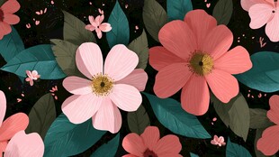 浪漫花卉图案背景插画