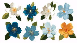 多彩花卉插画 清新植物元素