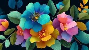 缤纷多彩花卉装饰图案