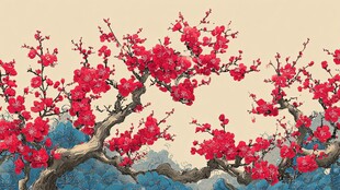 红梅傲雪图