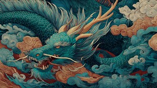 青龙遨游云海间