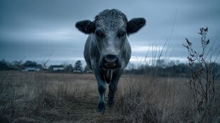田野中独行的灰牛