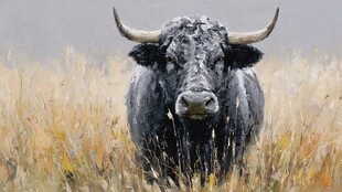 田野中的黑公牛