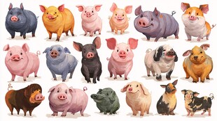 多样可爱小猪插画集合