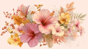 缤纷花卉组合插画