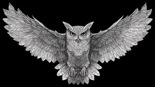 展翅飞翔的猫头鹰