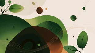 抽象绿植几何艺术插画