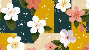 花卉几何拼接图案背景