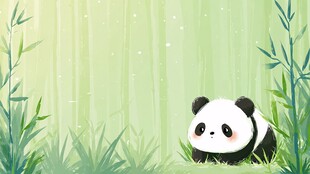 竹林中的可爱熊猫