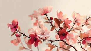 粉嫩桃花枝绽放美好春景