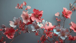 梦幻粉色花卉绽放图景