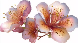 梦幻粉色花卉插画