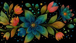 多彩花卉图案装饰画