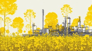 金黄田野中的工业设施