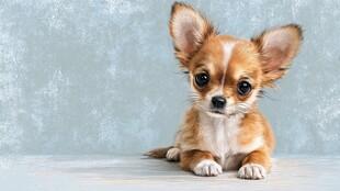 可爱吉娃娃小狗乖巧模样