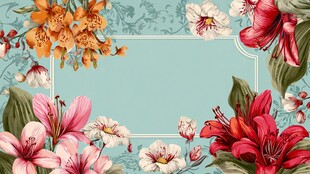 花卉环绕的清新边框背景