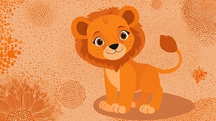 可爱小狮子卡通插画