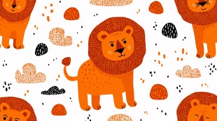 可爱狮子卡通图案背景图