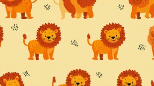 可爱狮子卡通无缝图案