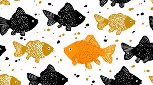金鱼图案 黑黄相间的灵动世界