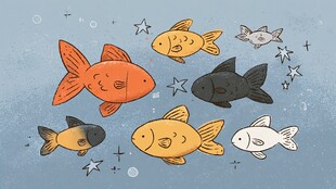 可爱多彩的卡通小鱼群