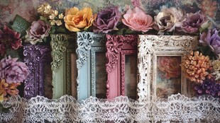 复古花饰相框的优雅组合