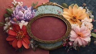 复古花饰相框装点画面