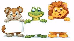 动物们持空白板欢乐亮相