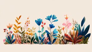 缤纷花卉插画