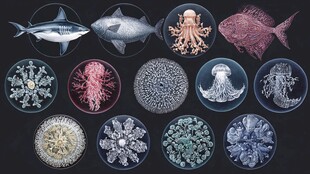 多样海洋生物艺术插画展示