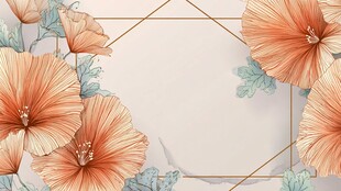 淡粉花卉几何边框背景图