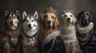 贵族装扮的可爱狗狗们