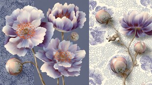 紫色花卉图案设计素材