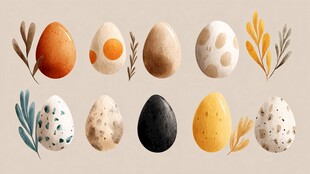 水彩风多彩复活节彩蛋插画