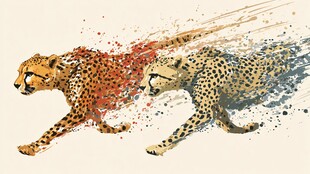 水墨风格双猎豹奔腾图