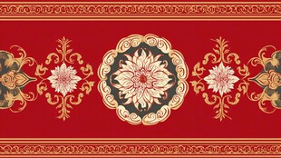 中式传统红色花卉纹样图案