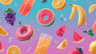 缤纷水果与清凉饮品插画