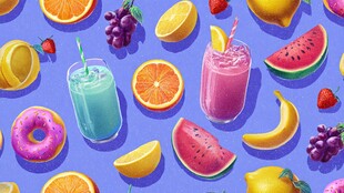 缤纷水果与美味饮品插画