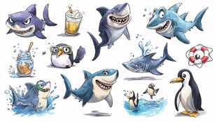 海洋动物卡通形象插画集