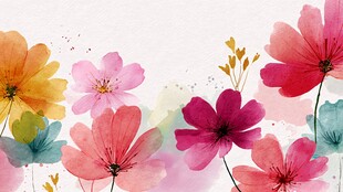 缤纷水彩花卉装饰画