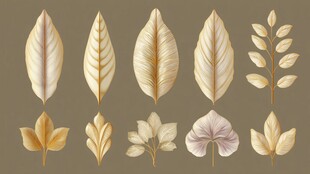 复古风格精美植物叶片集合