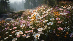 山间烂漫花海迷人景色