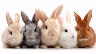 五只萌兔排排坐