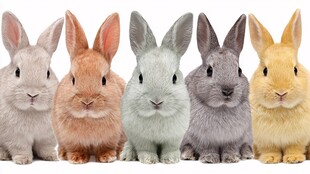 五只可爱萌兔排排坐