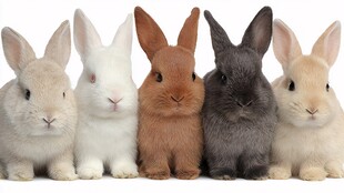 多彩萌兔排排坐